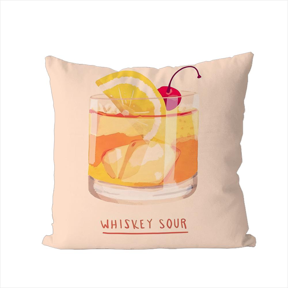 

Whiskey Sour Cocktail Pillow Case For Car Sofa Decorative Home Doublesided Print Plush Square Throw Pillow Cushion Cover 30x30cm