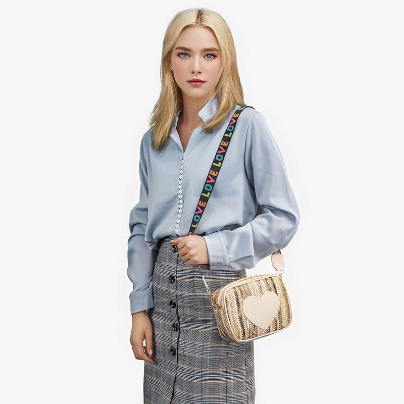 Dopamine Small Square Bag Personalized Color Woven Women's Bag Sweet Love Mobile Phone Bag Wide Shoulder Strap Crossbody Mobile Phone Bag Batch