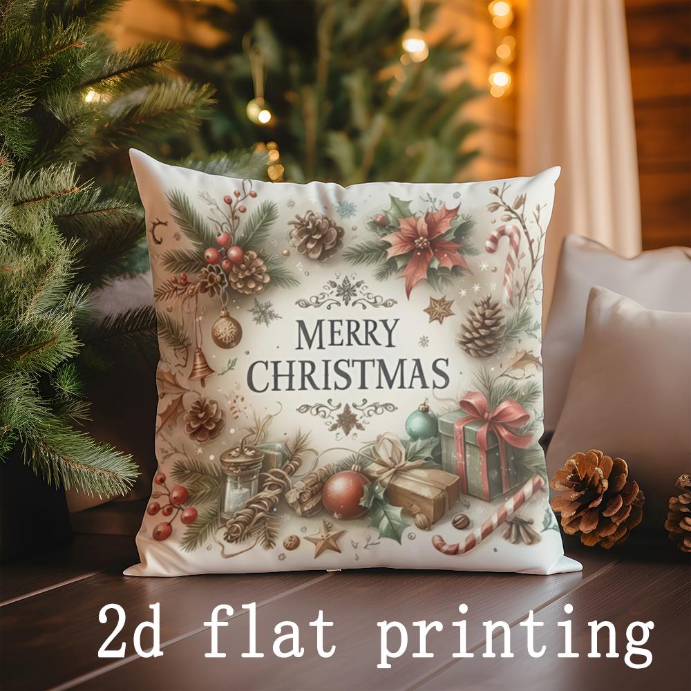 Home Decor Christmas-Themed Cushion Covers with Fun Prints Pattern Cushion Cover Suitable for Sofa Bedroom Car Pillow Cover