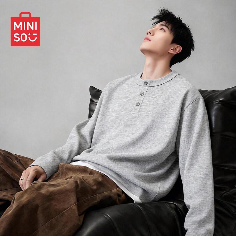 MINISO Men's Antibacterial Henley Long Sleeve T-Shirt