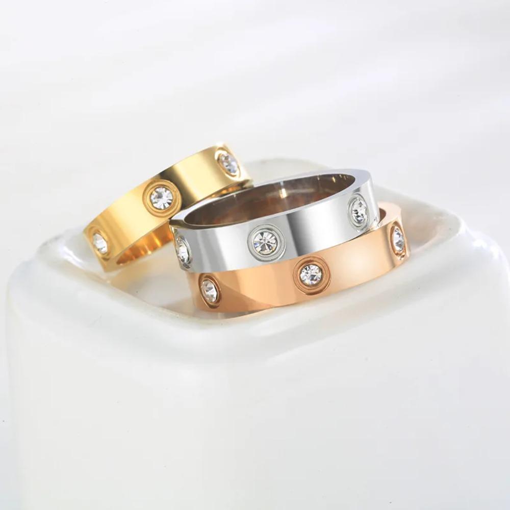 ALTERA Classic Stainless Steel 3A Zircon Crystal Charm Rings for Women Men Luxury High Quality Engagement Wedding Zircon Gifts