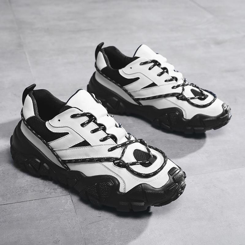 

Мода 2024 года, осень, новые мужские туфли, модные черные, на толстой подошве, повседневные, удобные, дышащие, износостойкие, спортивные туфли21 38 белый