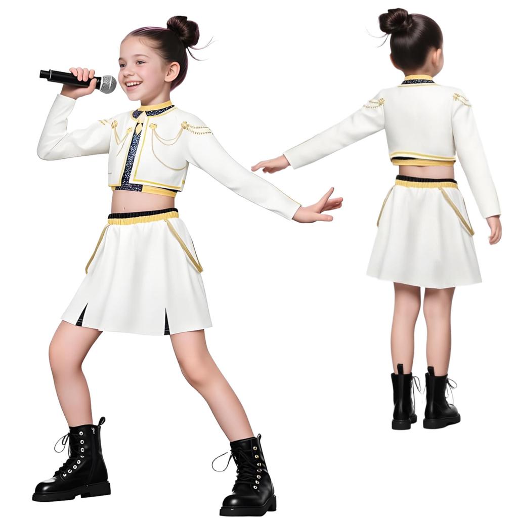 Super Star Singer Dancer Party Dress Up Costume For Children Girls Halloween Christmas Birthday Gifts Role Play Cosplay Suit