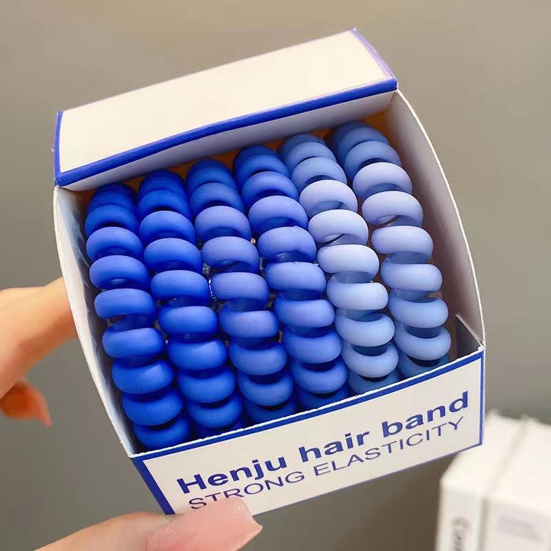 6Pcs/Set Fashion Matt Solid Telephone Wire Elastic Hair Band Frosted Spiral Cord Rubber Band Hair Tie Stretch Head Band Gum