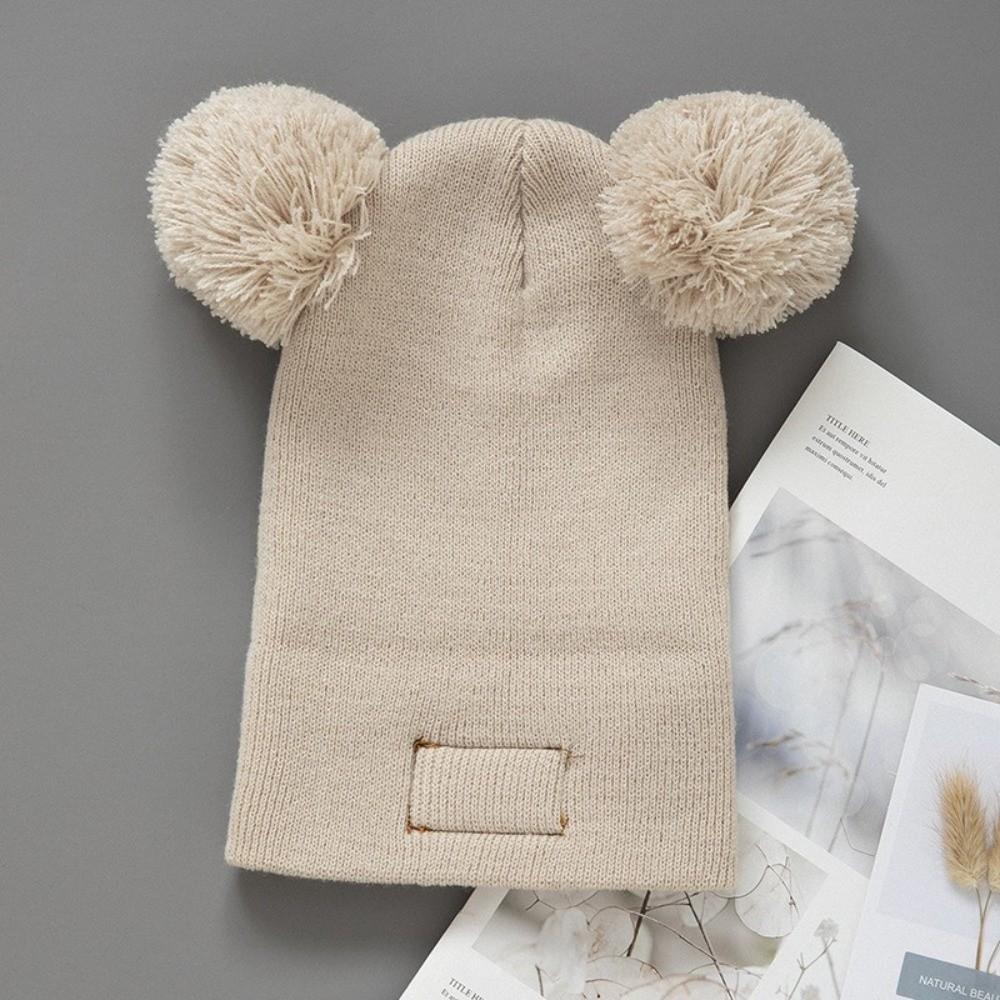 Winddichte Baby-Mützen 0-3 Jahre Säuglingsmütze Doppelbommel Wintermützen Herbst Winter