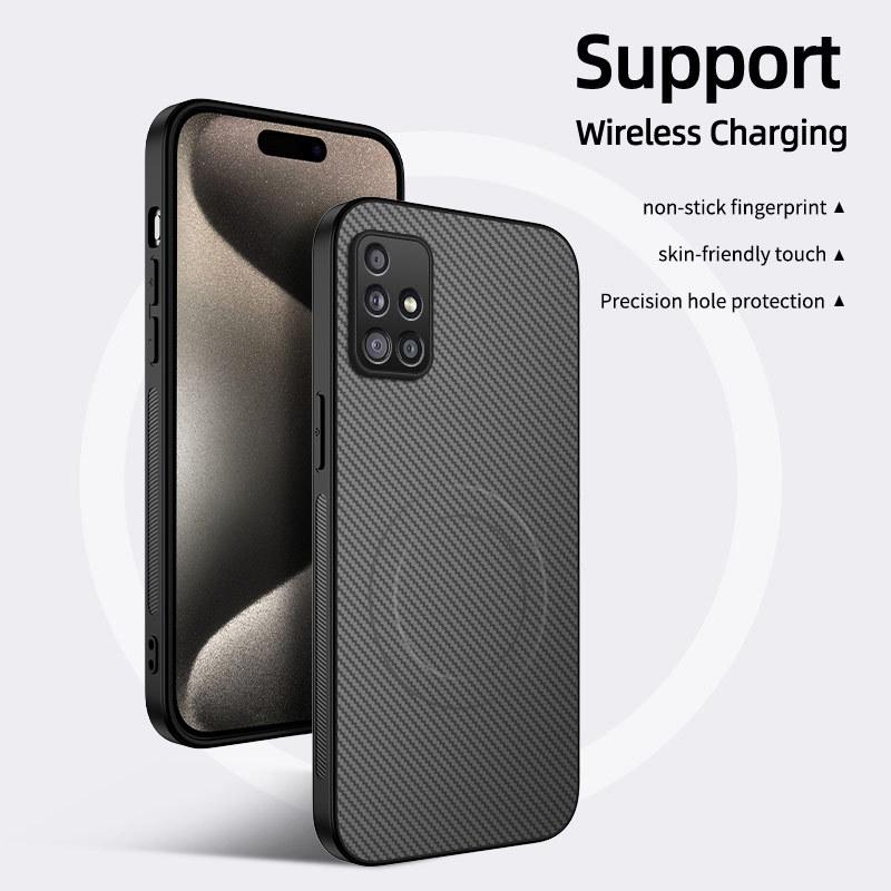 Samsung Galaxy A51 4G/5G Carbon Fiber Leather Texture Full Coverage Magsafe Case