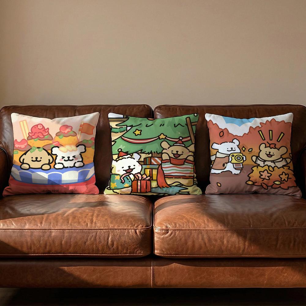 Line Puppy Cushion Cover Soft Reversible Durable Pillow Cover MultiScene Use for Home Car Daily Comfort
