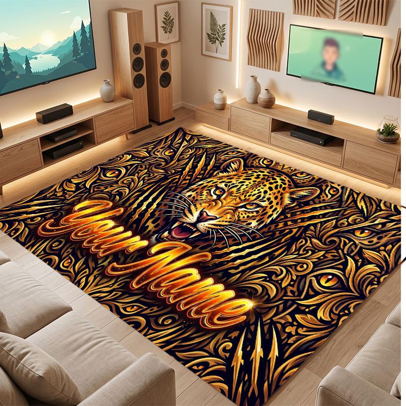 Decorative Artwork Theme Crystal Velvet Floor Rug Personalized Custom Name Text Warm Carpet Home Decoration