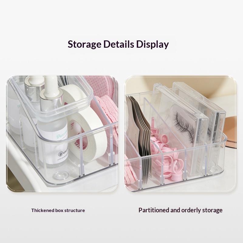 Eyelash Storage Box Adjustable Dividers Desktop Cosmetics Organization Tool Acrylic Transparent Case Holder For Makeup Supplies