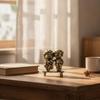 Elderly Couple Statue Brass Figurine with Bench MetalFinish for Couples, Desk