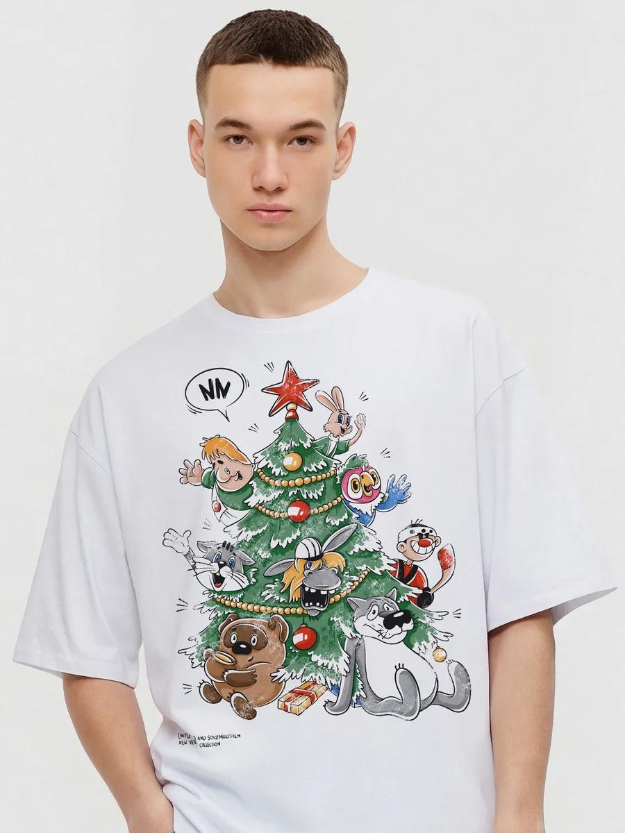 Oversized New Year T-shirt with Soyuzmultfilm print M