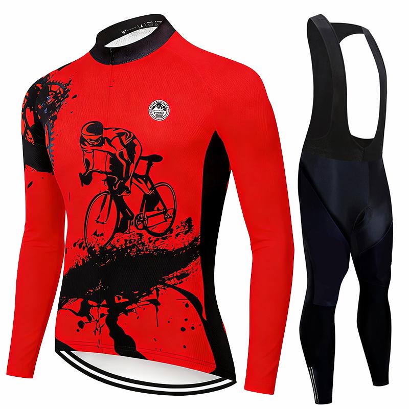 Team 2026 New Spring /Autumn Men Cycling Jersey Long Sleeve Set MTB Bike Clothing Maillot Ropa Ciclismo Racing Bicycle Clothes