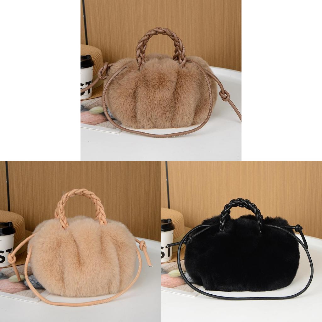 Plush Cloud Shoulder Bag With Drawstring Closure For Daily Use In Soft Fur Material