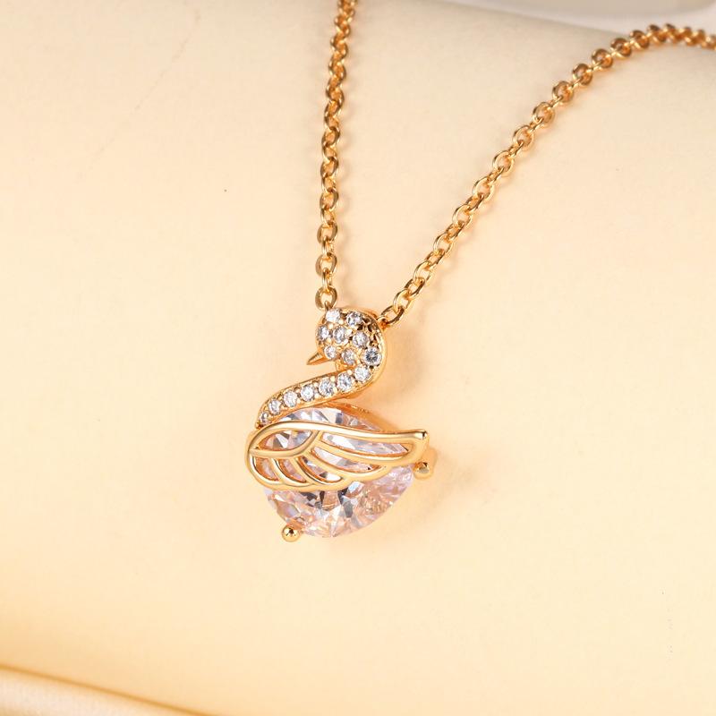 שרשרת ברבור קטן מצופה זהב אמיתי בעיצוב נישתי, שרשרת עצם הבריח, אינה דוהה