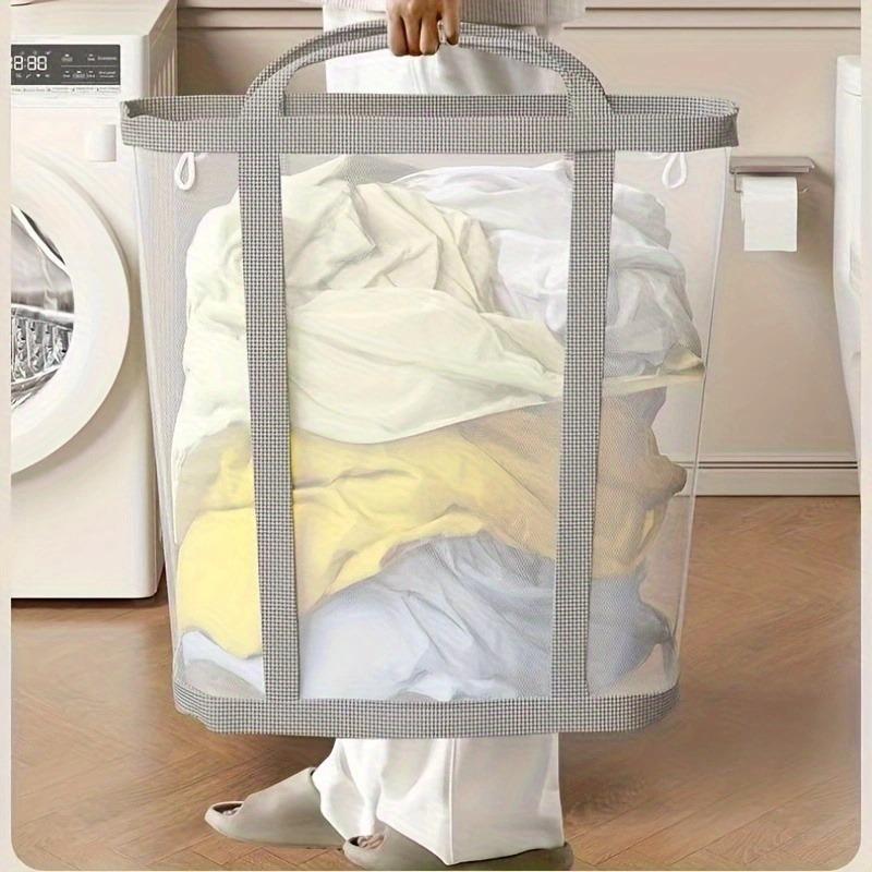 2pcs Collapsible Laundry Basket Organizer Handles Large Capacity Foldable Mesh Clothes Toys Storage Bag Bathroom Laundry Baskets