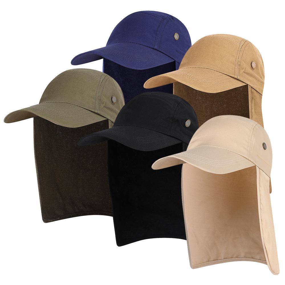 Men UPF 50+ Sun Protection Cap Wide Brim Fishing Sun Cap Hat with Neck Flap