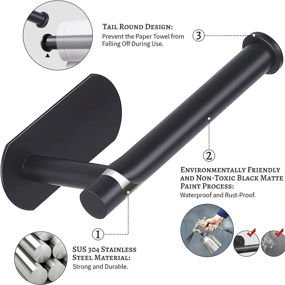 2Pcs Non Punching Wall Mounted Toilet Paper Holder Rustproof Anticorrosion Stainless Steel Bathroom Kitchen Toilet Paper Roll Holders