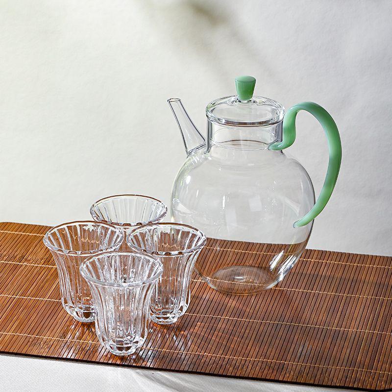 Glass Teapot with Heat-Resistant Handle, Tea Separation Set, Small Hand-Held Brewing Pot