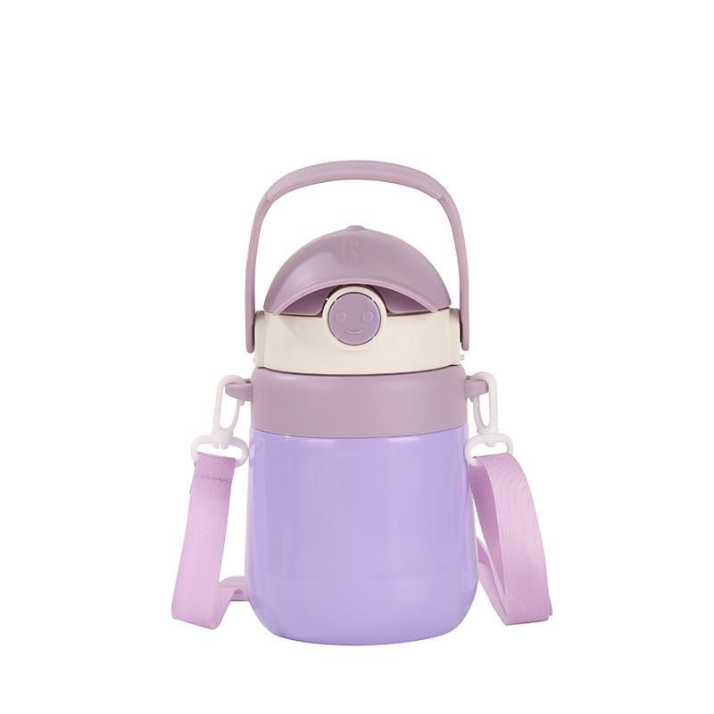 Water Bottle Children's Thermos Cup Stainless Steel Kettle Big Belly Cup with Strap Sports Fitness Cup Large Capacity Large Size