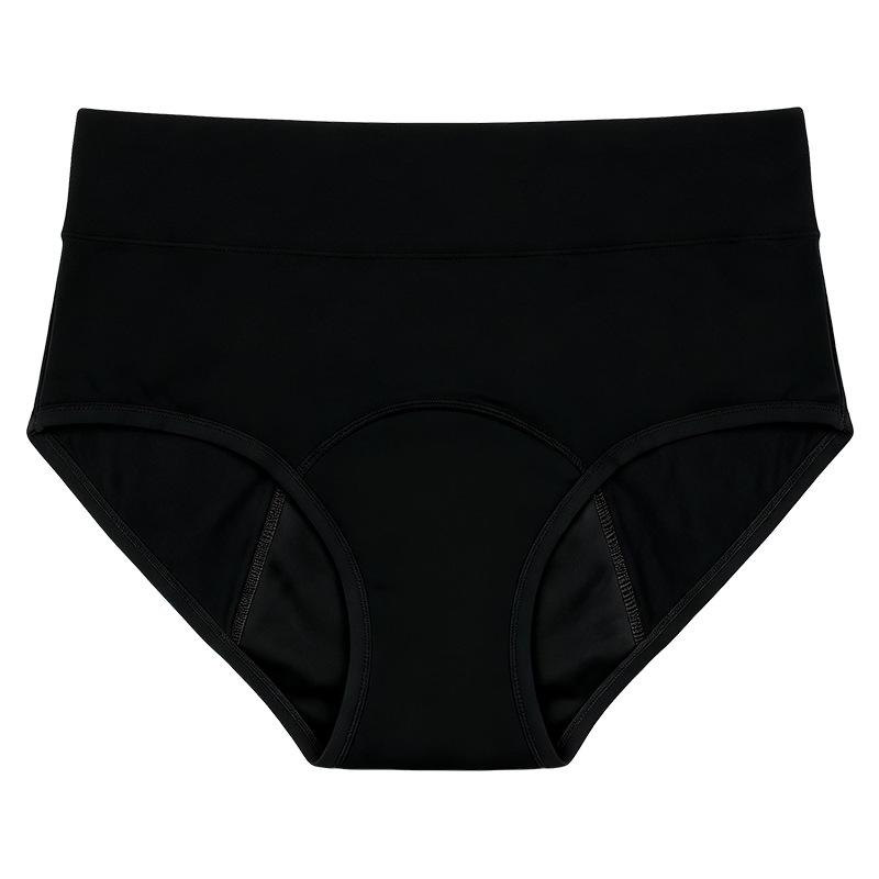 Calcinha Feminina Plus Size para Menstruação, Cor Sólida, Algodão Respirável, Cintura Alta, com Pregas