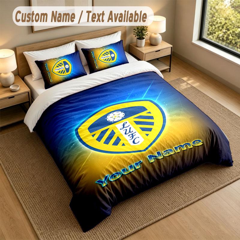 Bedding Set 1 Duvet Cover 2 Pillowcases Leeds United Print Soft Bed Linen Bedroom Decor