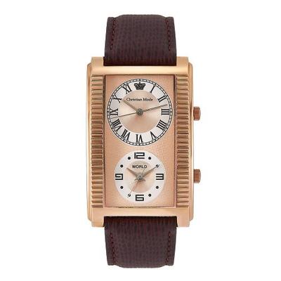 [Christian Mode] Christian Mode Men's Dual Time Leather Watch CM0004GCH_2T