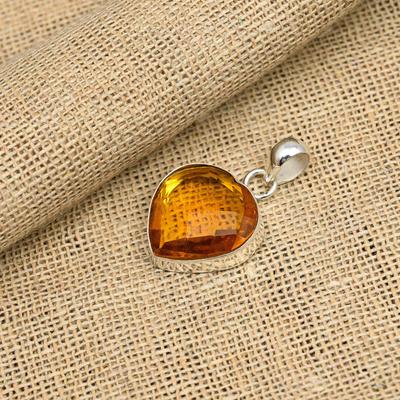 Heart Shape Honey Topaz Gemstone Handmade 925 Sterling Silver Jewelry Pendant For Wedding Gift