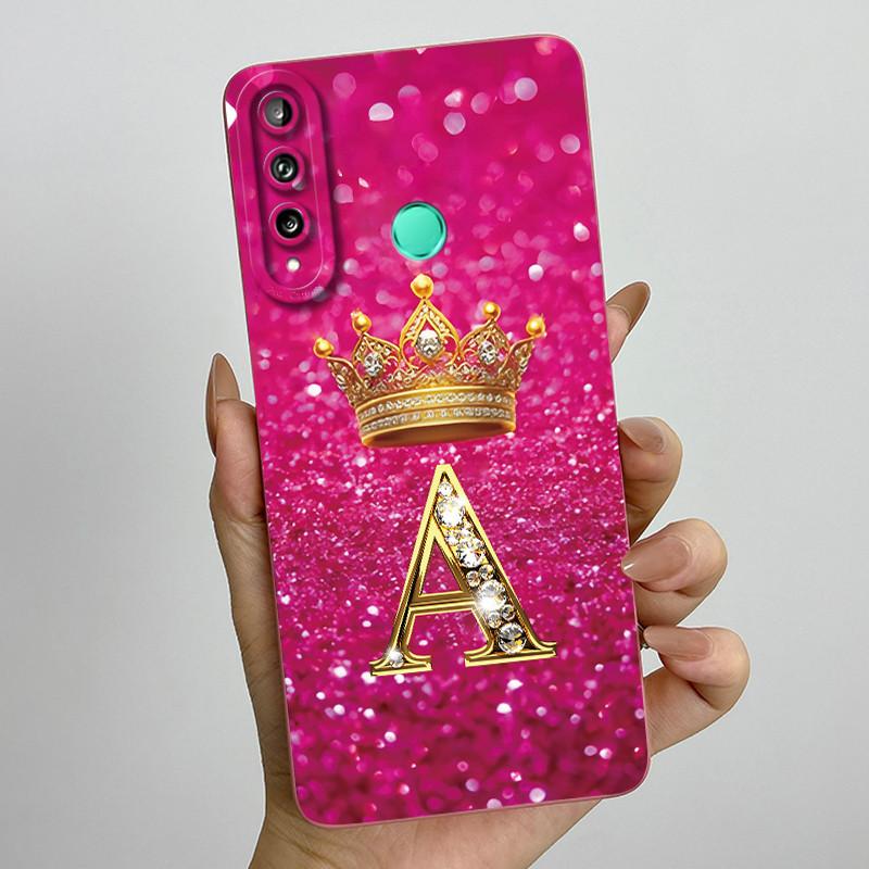 For Huawei Y7p P40 Lite E ART-L28 ART-L29 Fashion Initial Letter Couple Phone Case Y7P 2020 Soft Silicone TPU Protective Casing
