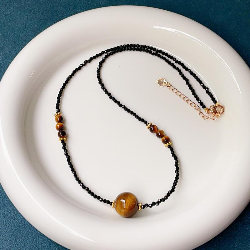 Новое китайское ретро нишевое ожерелье с камнем тигровый глаз Осень-Зима