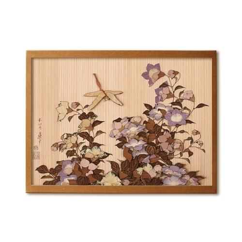 KINOWA  Dragonfly on a Bellflower  Woodcut Original Handmade Kit Ukiyo-e Hokusai Flower and Bird Painting Collection Made in Japan