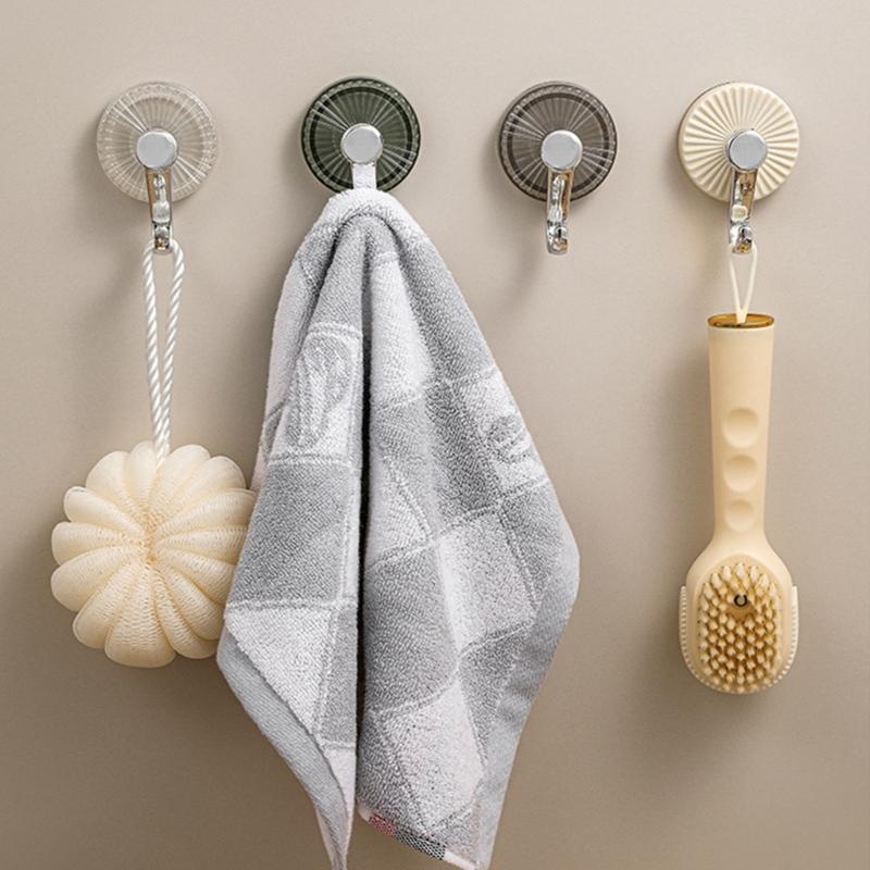Functional Suction Cup Hooks Bathroom Towel Hangers Sturdy No Drill Installation For Wet Area Home Storage