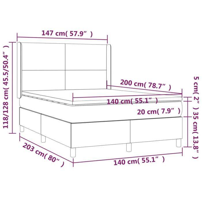 VidaXL Sommier à Lattes de Lit avec Matelas et LED, Lit Rembourré, Lit Double, Lit Adulte de Chambre à Coucher Intérieur, 3139269
