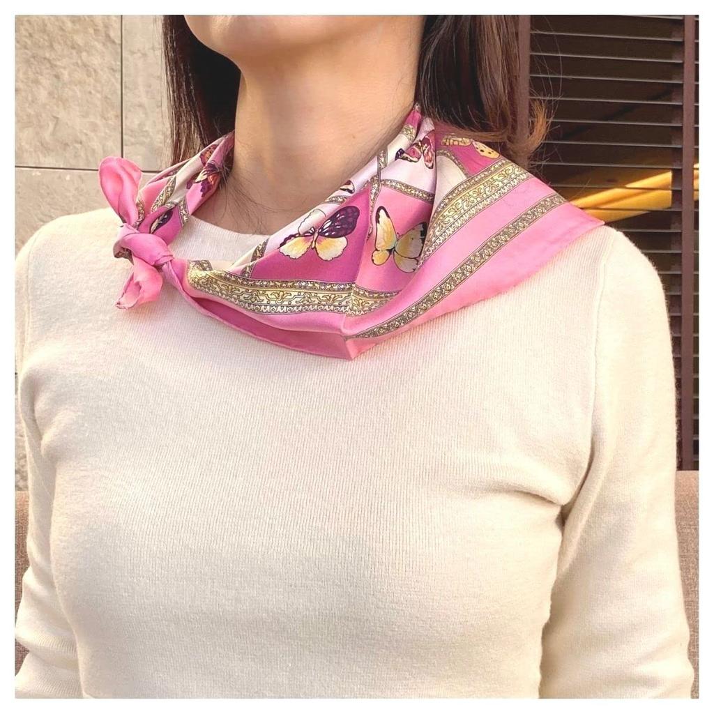 Silk 50x50cm Made in Butterfly Pink G.Barsanti&Figli Women's 100% Scarf, Small, Square, Italy, Design,
