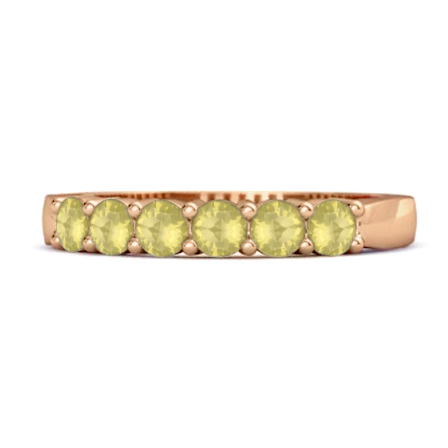 Lemon Quartz Half Eternity Band Ring -925 Sterling Silver Rose Gold Vermeil 12 розового золота