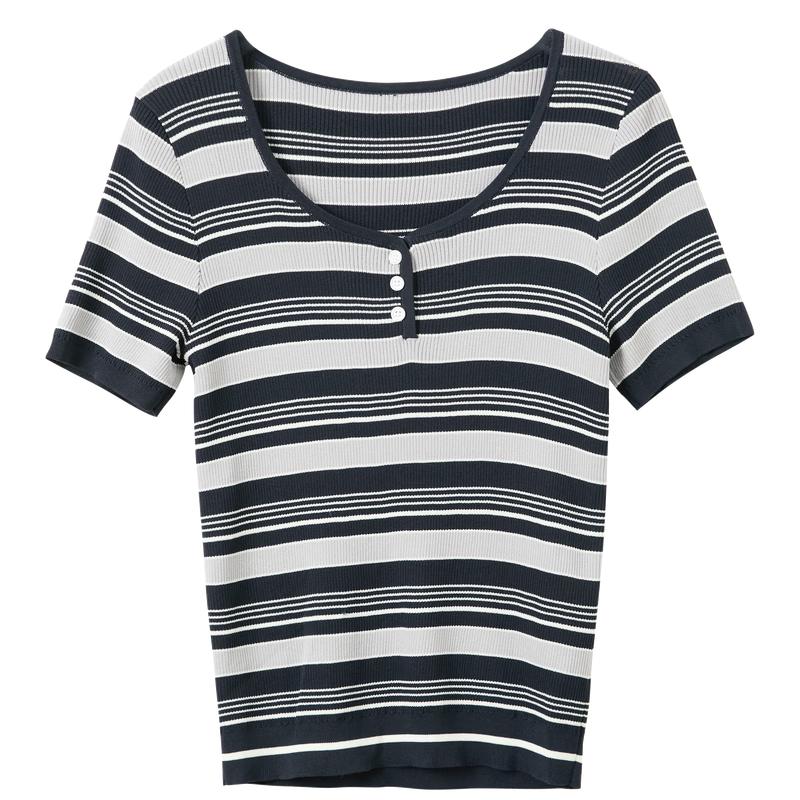 

Sancai 2026 Summer Striped Knit Pullover L
