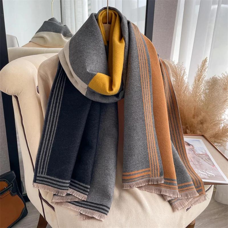 Winter Warm Cashmere Scarf For Women Luxury Print Pashmina Shawl Wrap Neckerchief Female Bufanda Echarpe Design Headband
