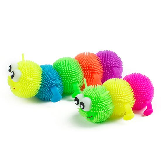 Glowing Hair Puffer Caterpillar Soft Anti-Stress Sensory Fidget Kids Squeeze Toy