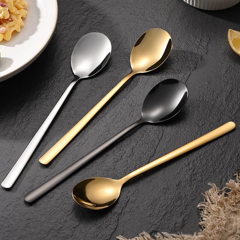 Korean Style Stainless Steel Long-Handle Serving Spoon and Utensil Series
