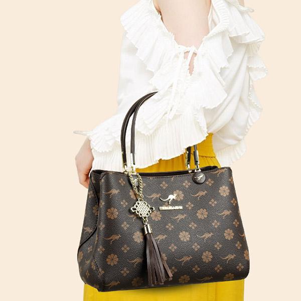Classic Floral Print Fashion Tote Bag Spacious Capacity Elegant Single-Strap Women's Handbag