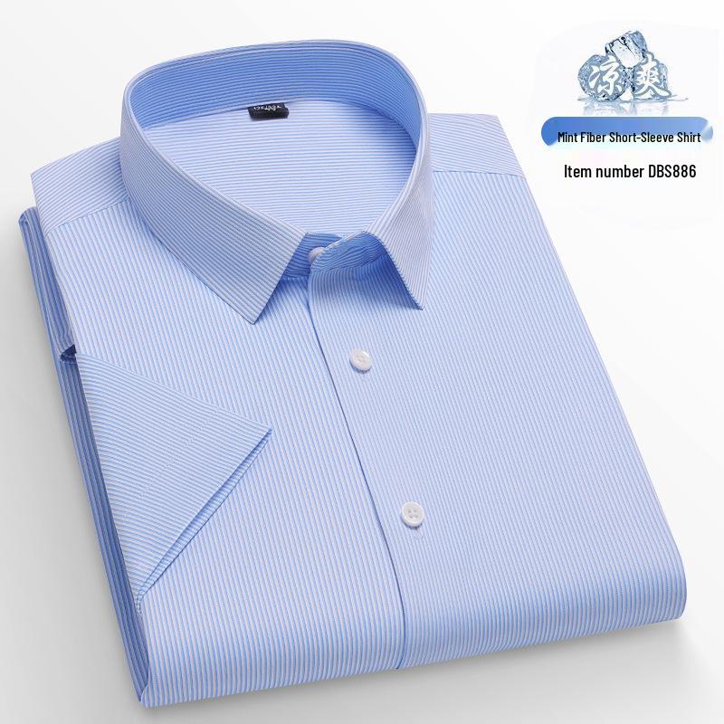 

Мужская рубашка мятно-зеленого цвета с коротким рукавом, не требующая глажки, в стиле business casual 42