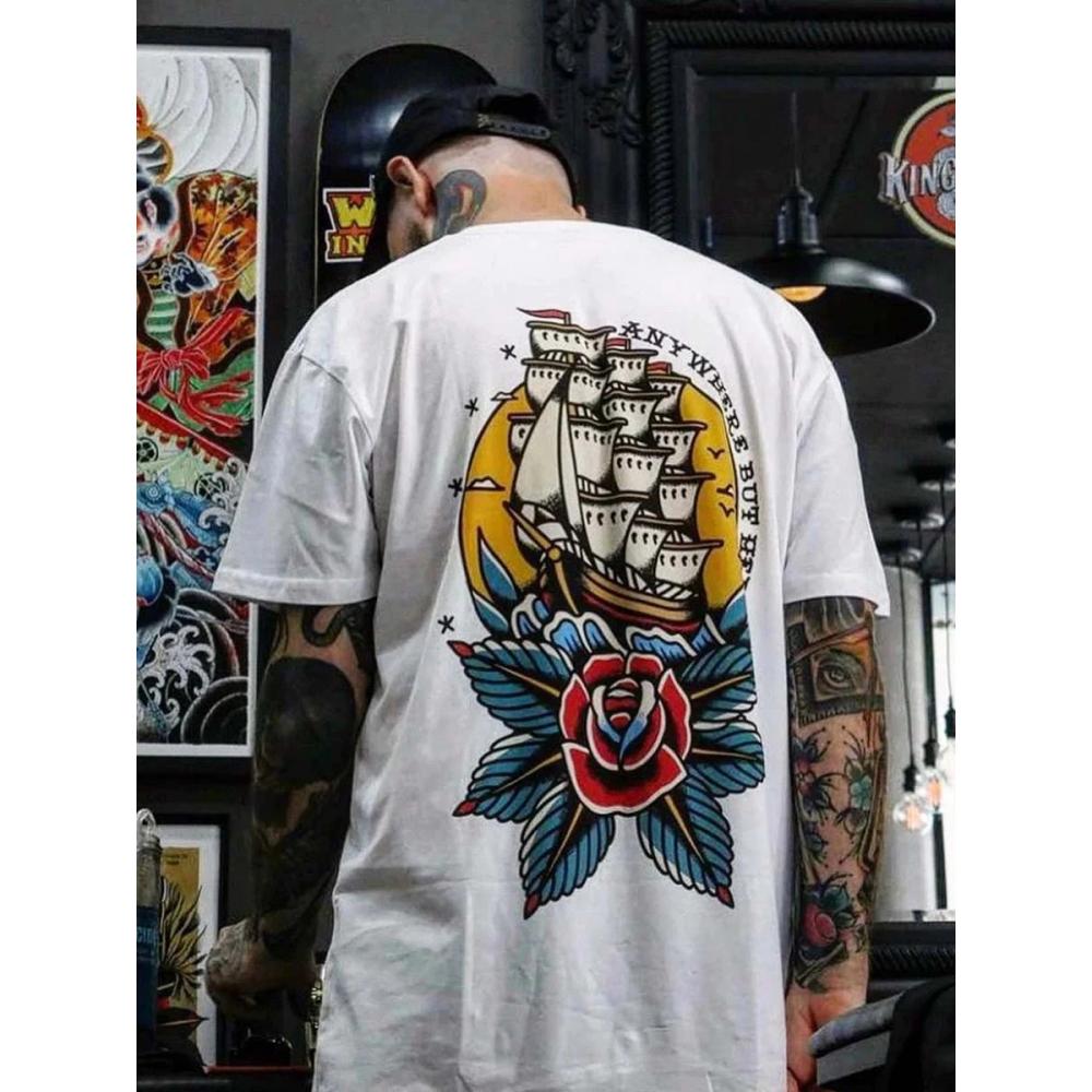 Men's T-shirt Japan Print Short Sleeve T Shirt For Men 3D Tops Tees Vintage Street Clothing Oversized Tee Shirt Man Clothes