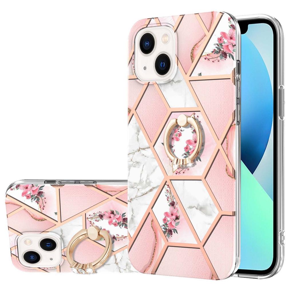 Flower splicing marble is suitable for Apple iPhone16 mobile phone case 15Pro all-inclusive anti-drop 14plus.