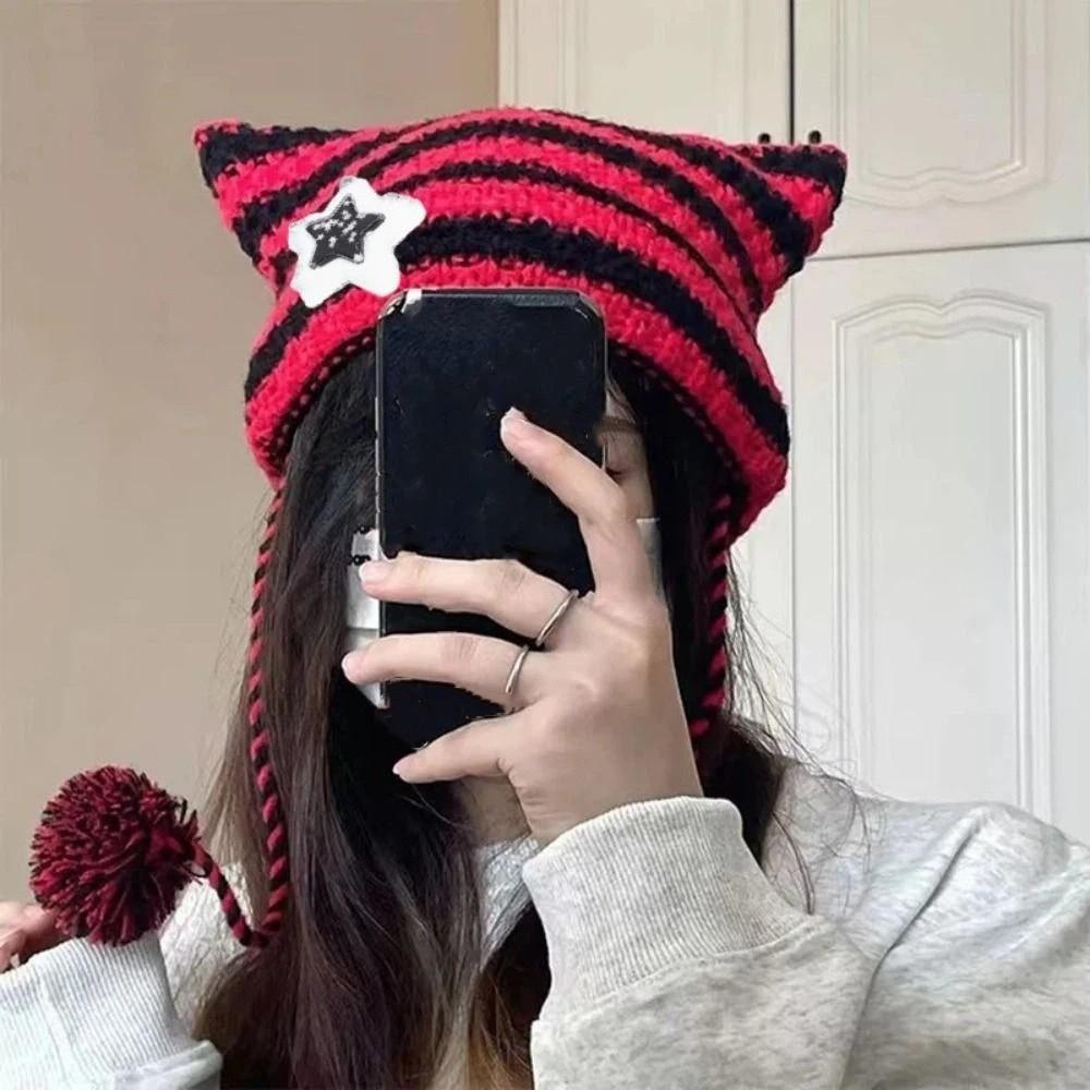 Harajuku Slouchy Knitted Beanies Y2K Woolen Hat Fashion Warm Cap Cycling