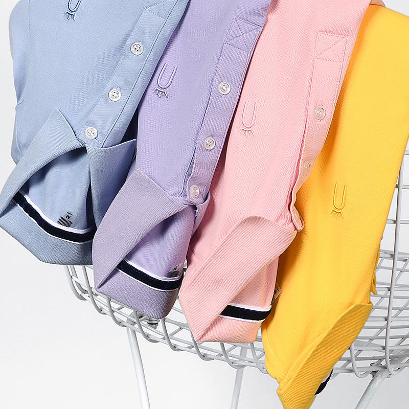 Dámské letní polo tričko s krátkým rukávem - Volný střih, Tištěné logo, Sportovní ležérní tričko z čisté bavlny