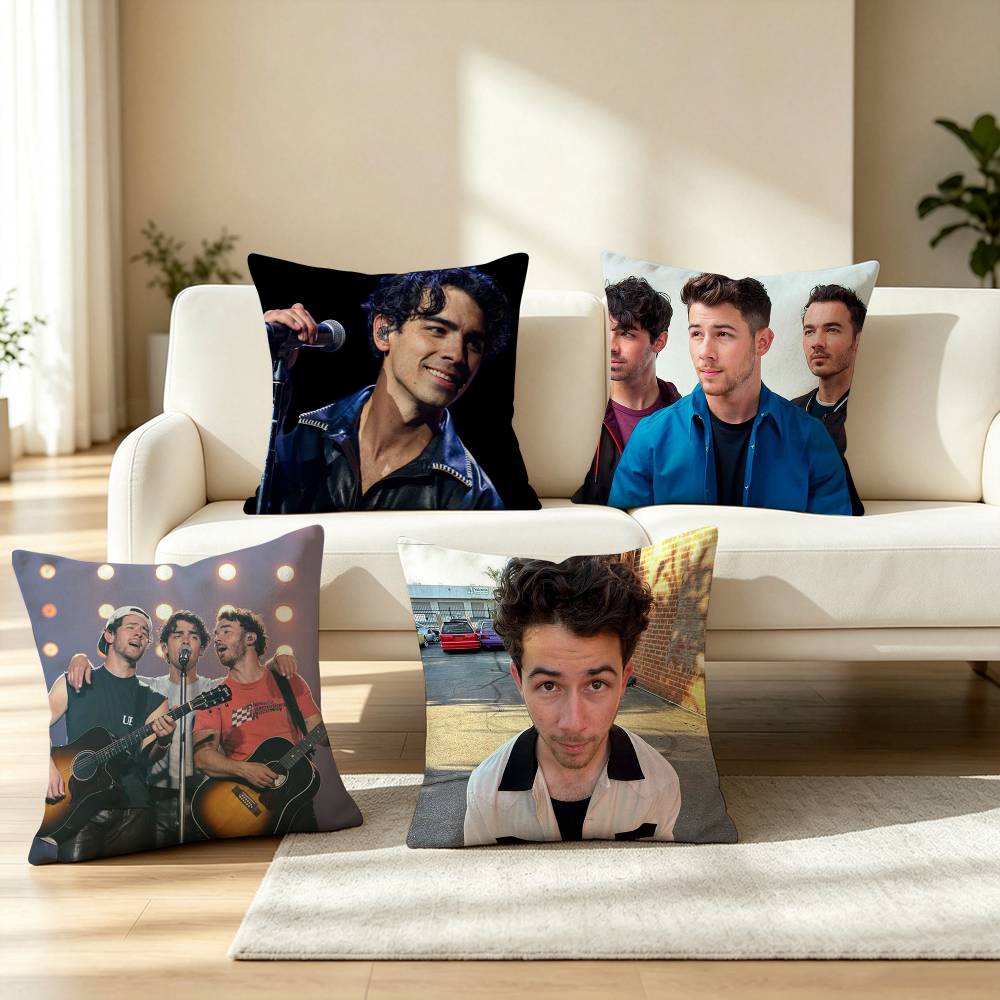 P-Pop Rock Trio Band J-Jonas Brothers Square Double-Sided printed Pillow Case Bedroom Bedside Pillow Sofa Cushion Cover