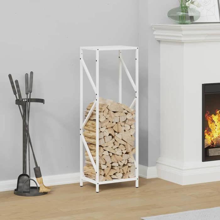 VidaXL Portant de bois chauffage blanc 34x25x100 cm, support à bûches de cheminée, support à bûches, support à bûches, 864324