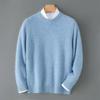 Men's Autumn/Winter Pure Wool Round Neck Thick Knit Sweater Pullover