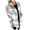 Women's Brushed Plaid Shirts Long Sleeve Flannel Lapel Button Down Pocketed Shacket Jacket Coats