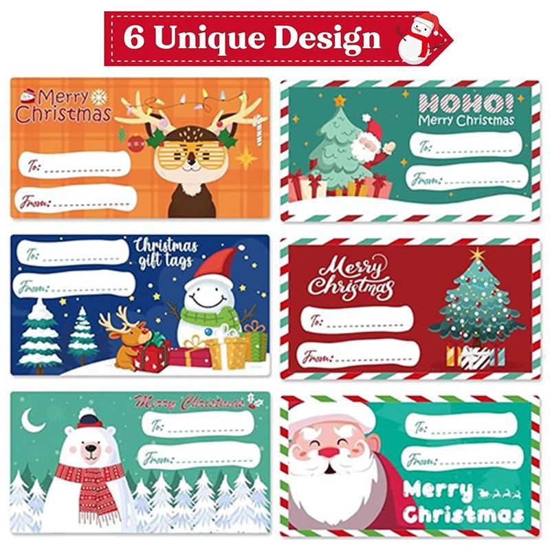 200Pcs Christmas Decoartion Labels Sticker Xmas New Year Party Stickers For DIY Gifts Baking Package Envelope Stationery Decor