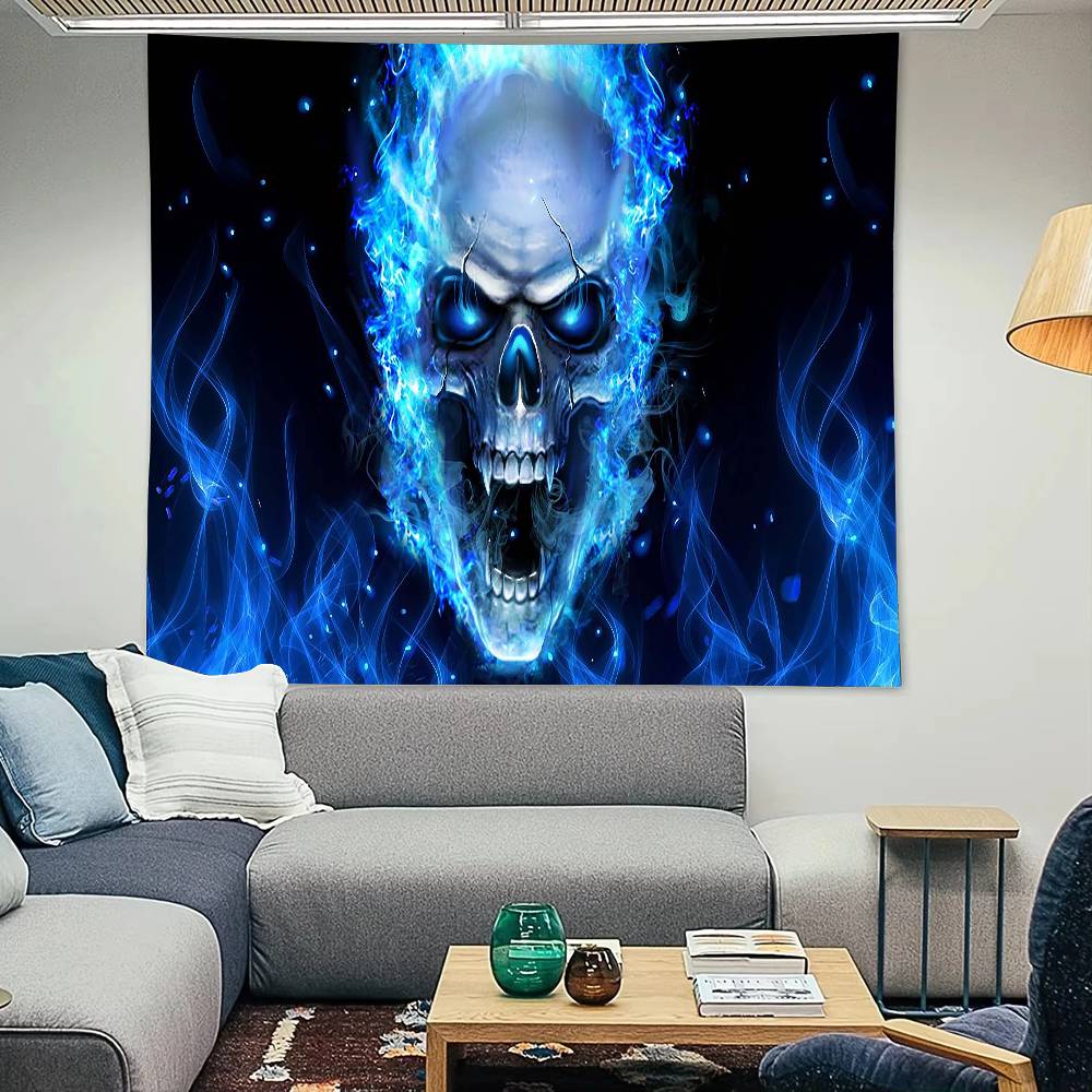 FILM GGothic Totenkopf RRider Wandteppich Dekoration Schlafzimmer Wohnheim Hintergrundtuch Ferienhaus Party Wohnzimmer Clubtuch